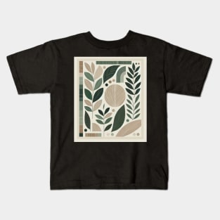 Botanical Mosaic: Harmony in Leaves and Lines Kids T-Shirt